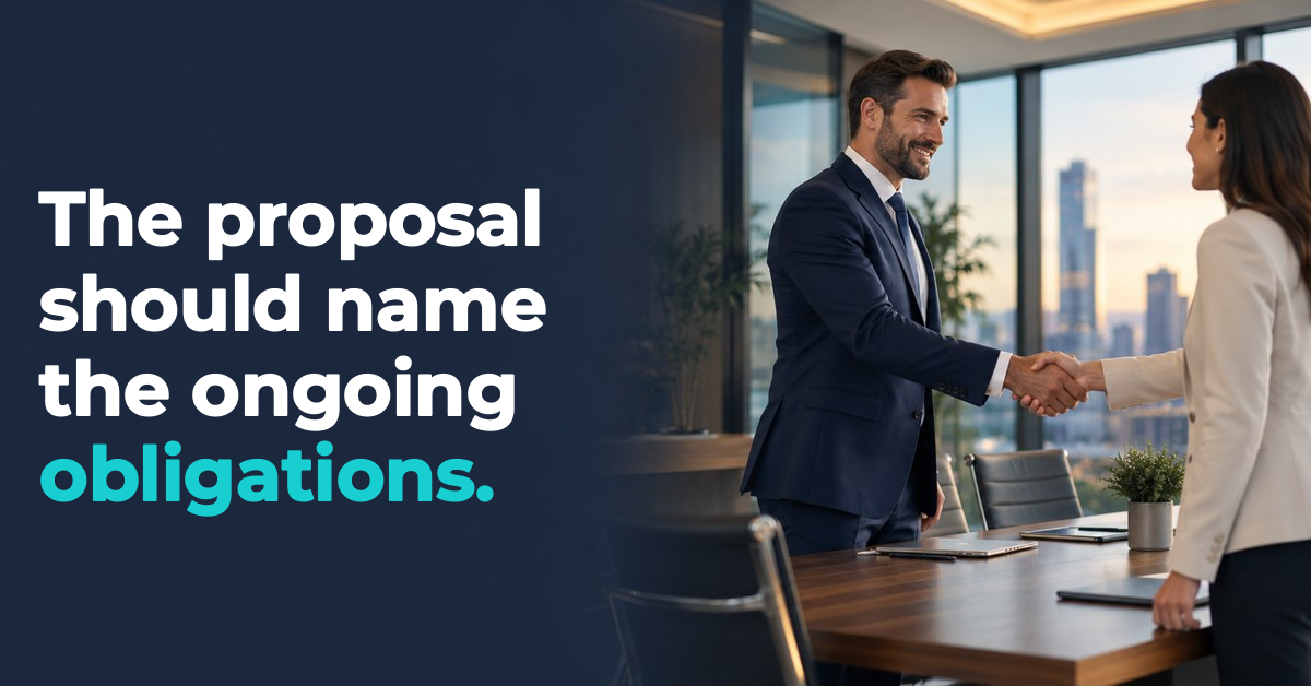 A businessperson shaking hands with another person in an office conference room.