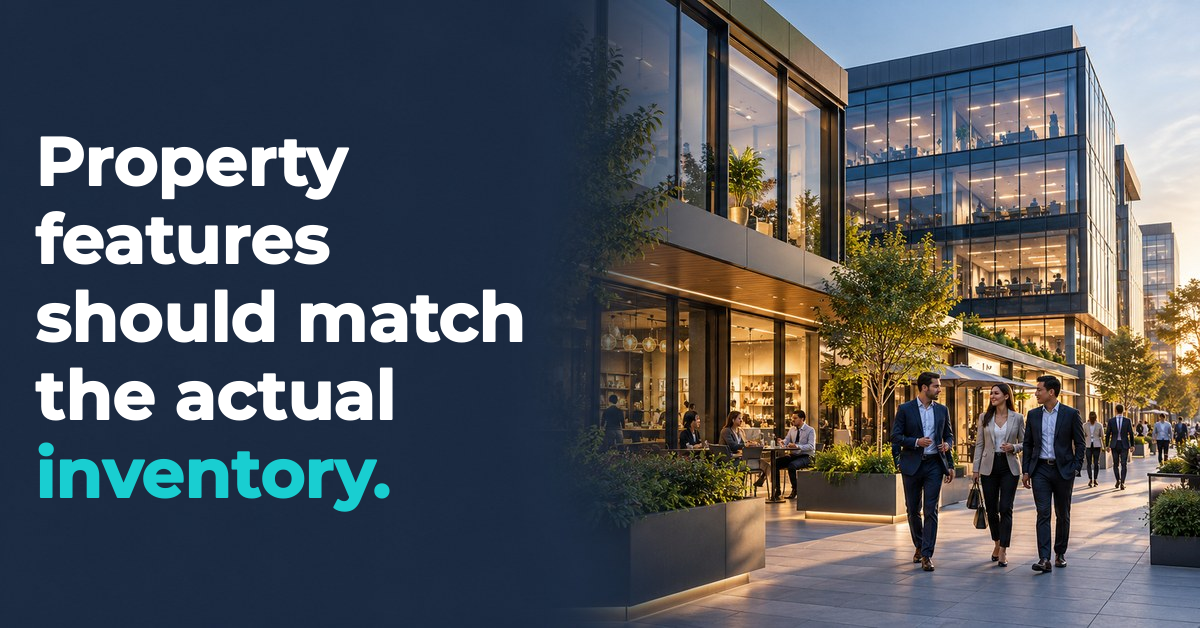 Property features should match the actual inventory. — commercial property