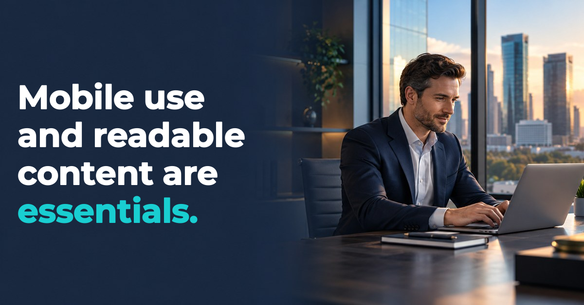 Mobile use and readable content are essentials. — office laptop