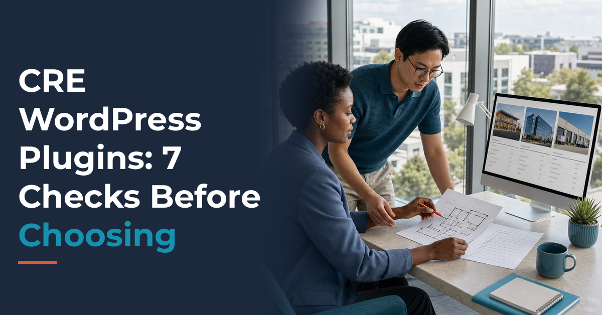 Two professionals compare commercial listing requirements in a modern office.
