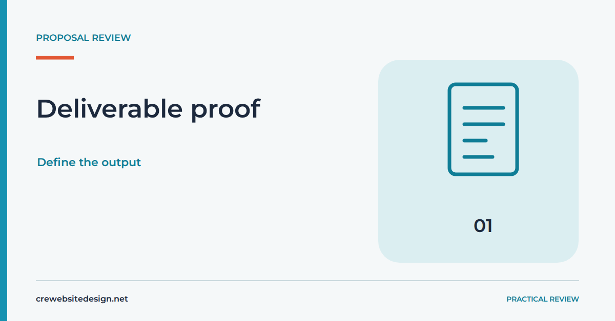 Deliverable proof illustrated for Questions to ask before signing a website proposal