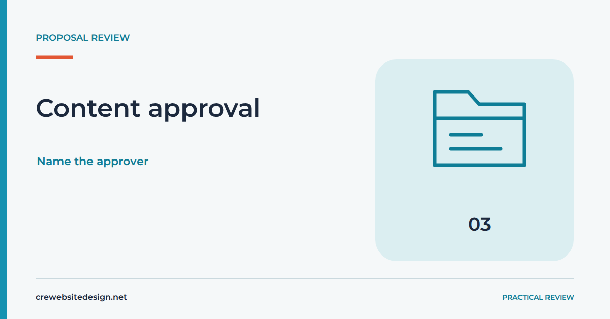 Content approval illustrated for Questions to ask before signing a website proposal
