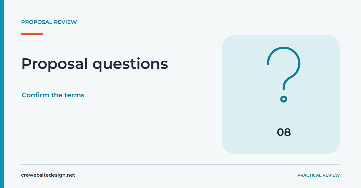 Proposal questions illustrated for Questions to ask before signing a website proposal